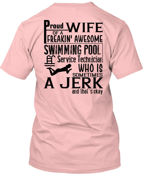Proud Wife Of A Freaking Awesome Swimming T Shirt, I Love Swimmer T Shirt
