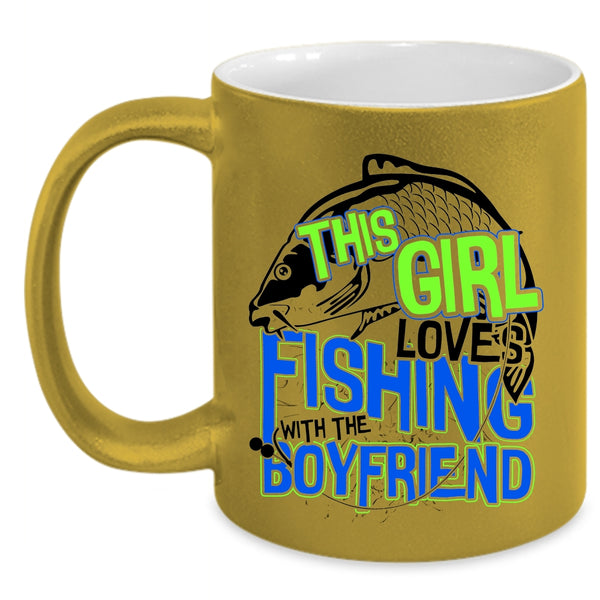 Cute Couple Coffee Mug, This Girl Loves Fishing With The Boyfriend Accent Mug