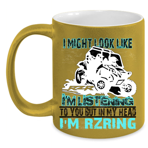 Cool Dirty Track Racing Coffee Mug, In My Head I'm Rzring Accent Mug