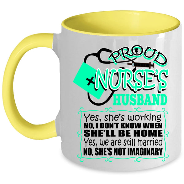 Cool Just Married Coffee Mug, Proud Nurse's Husband Accent Mug