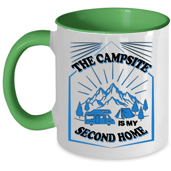 Cute Camper Coffee Mug, The Campsite Is My Second Home Accent Mug