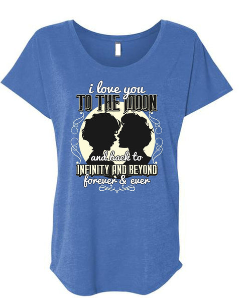 I Love You To The Moon And Back T Shirt, Being A Husband T Shirt, Cool Shirt (Ladies' Triblend Dolman Sleeve)