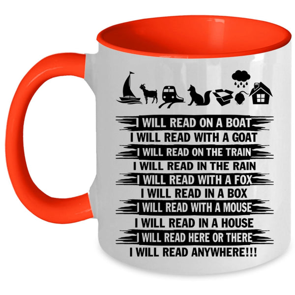 I Will Read Anywhere Coffee Mug, I Will Read On A Boat Accent Mug