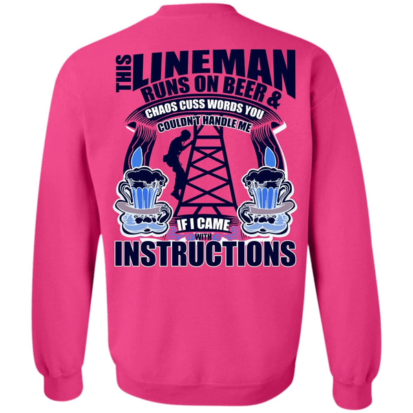 I Love Lineman T Shirt, This Lineman Runs On Beer Sweatshirt