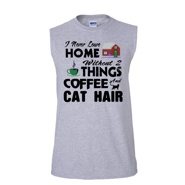 Coffee And Cat Hair Shirt, Cool Cat Hair Shirt (Men's Cotton Sleeveless)