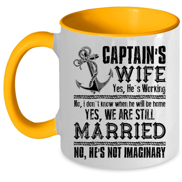 Cool Just Married Coffee Mug, Captain's Wife Accent Mug