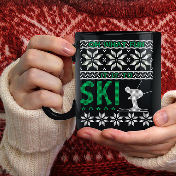 Oh What Fun It Is To Ski Coffee Mug, Funny Christmas Coffee Cup