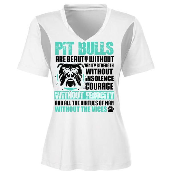 Pit Bulls Are Beauty T Shirt, My Favorite T Shirt, Cool Shirt (Ladies LS Heather V-Neck)