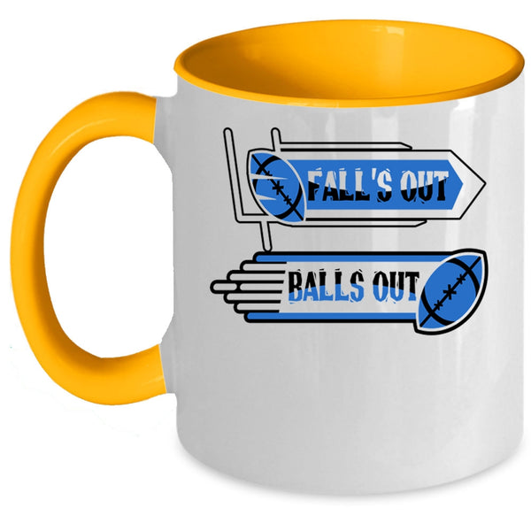 Funny Rugby Players Coffee Mug, Fall's Out Balls Out Accent Mug