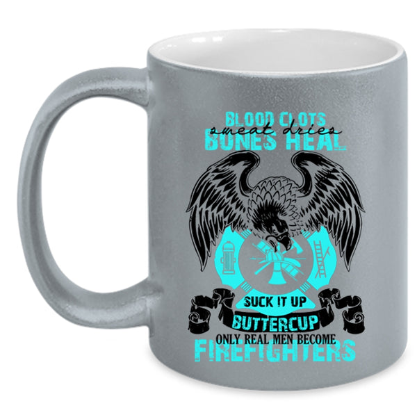 Gift For Dad Coffee Mug, Only Real Men Become Firefighters Accent Mug