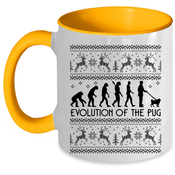 Christmas Gift For Pug Lover Coffee Mug, Evolution Of The Pug Accent Mug