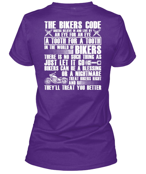The Bikers Code T Shirt, World Of Biker T Shirt