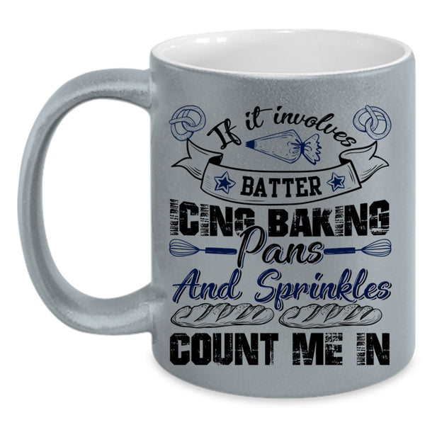 Funny Baking Coffee Mug, Batter Icing Baking Pans And Sprinkles Accent Mug
