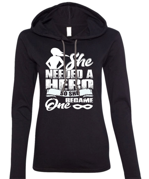 She Became One T Shirt, Being A Lady T Shirt (Anvil Ladies Ringspun Hooded)