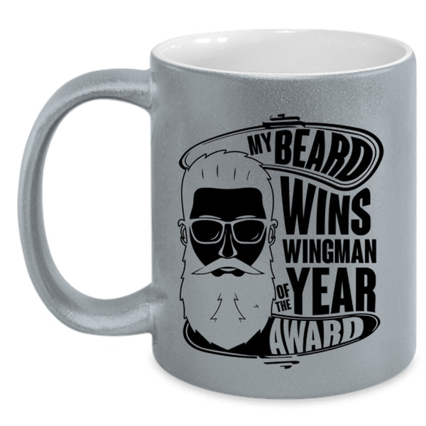 Cool Bearded Man Coffee Mug, My Beard Wins Wingman Of The Year Award Accent Mug
