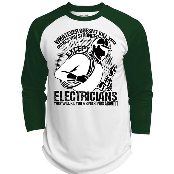 Stronger Except Electricians T Shirt, I Love Electrician T Shirt, Awesome T-Shirts  (Polyester Game Baseball Jersey)