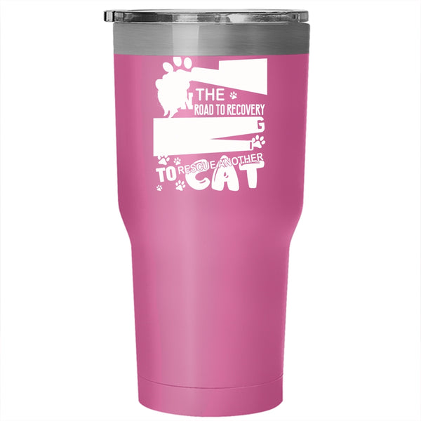I'm A Cataholic Tumbler 30 oz Stainless Steel, I'm On The Road To Rescue Cat Travel Mug