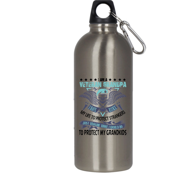 I Am A Veteran Grandpa 20 oz Stainless Steel Bottle,I Protect My Grandkids Outdoor Sports Water Bottle