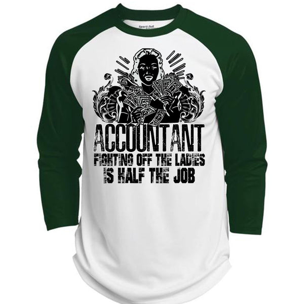 Accountant Fighting Off The Ladies T Shirt, I Love Accountant T Shirt, Awesome T-Shirts  (Polyester Game Baseball Jersey)