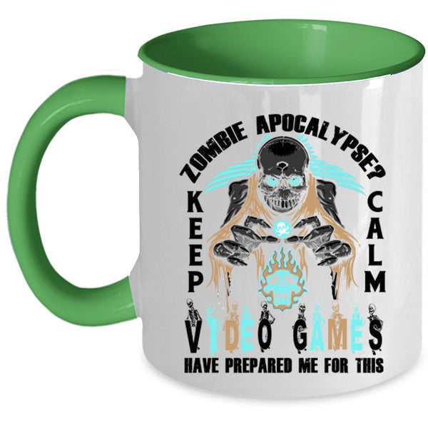 Keep Calm Video Games Coffee Mug, Zombie Apocalypse Accent Mug