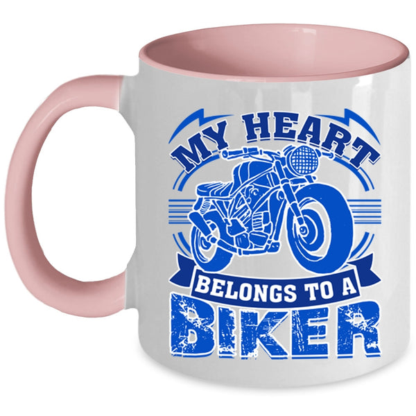 I Love Biker Coffee Mug, My Heart Belongs To A Biker Accent Mug