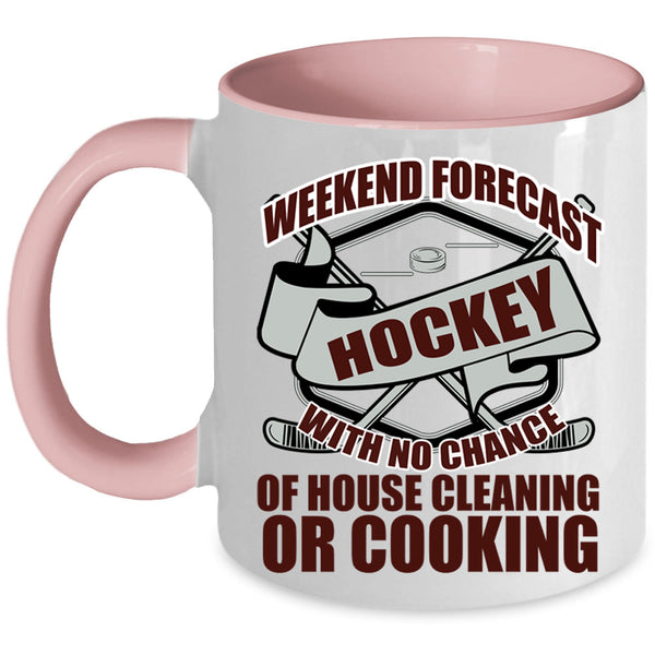 Cool Sporty Coffee Mug, Weekend Forecast Hockey Accent Mug