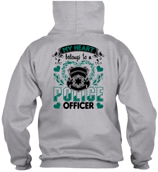 My Heart Belongs To A Police Officer T Shirt, I Love Police T Shirt