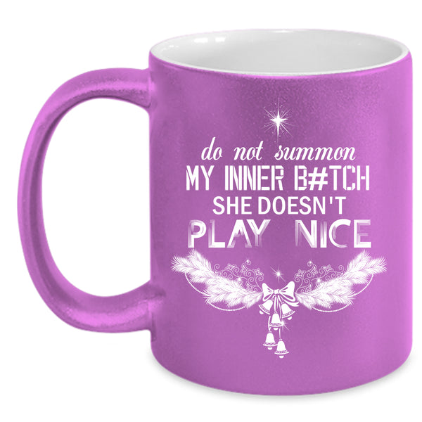 She Doesn't Play Nice Coffee Mug, Christmas Family Vacation Coffee Cup