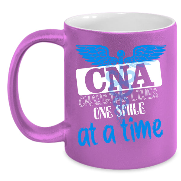 CNA Changing Lives One Smile At A Time Coffee Mug, Cool Nurses Coffee Cup