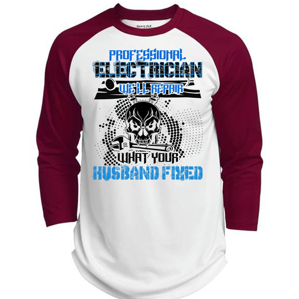 Professional Electrician T Shirt, I Love Electrician T Shirt, Awesome T-Shirts  (Polyester Game Baseball Jersey)