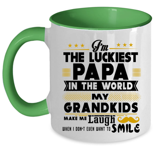 My Grandkids Make Me Laugh Coffee Mug, I'm The Luckiest Papa In The World Accent Mug