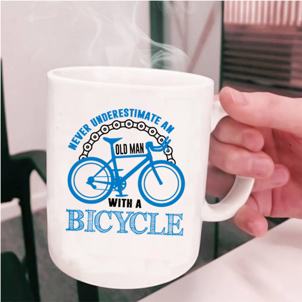 Cool Grandpas Coffee Mug, An Old Man With A Bicycle Cup