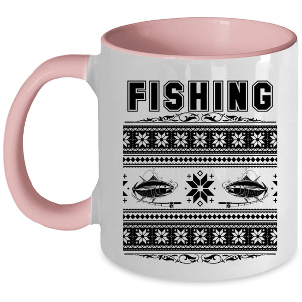 Funny Christmas Coffee Mug, Cool Fishing Accent Mug