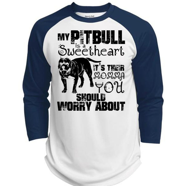 My Pit Bull Is Sweetheart T Shirt, I Love Pit Bull T Shirt, Awesome T-Shirts  (Polyester Game Baseball Jersey)