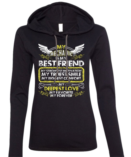 My Mechanic Is My Best Friend T Shirt, My Favorite My Forever T Shirt (Anvil Ladies Ringspun Hooded)