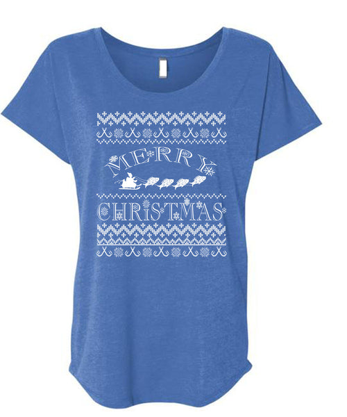Merry Christmas T Shirt, Being A Fisher T Shirt, Cool Shirt (Ladies' Triblend Dolman Sleeve)