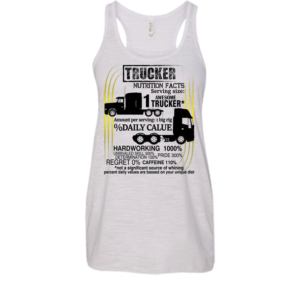 Trucker Nutrition Facts T Shirt, Coolest Trucker Tank Top