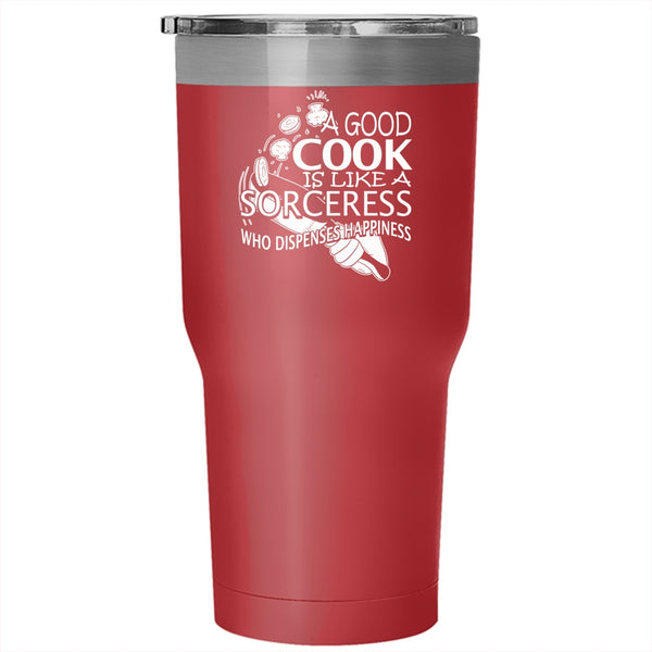 A Good Cook Is Like A Sorceress Tumbler 30 oz Stainless Steel, I Love Cooking Travel Mug