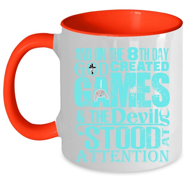 Cool Gamers Coffee Mug, On The 8th Day God Created Games Accent Mug
