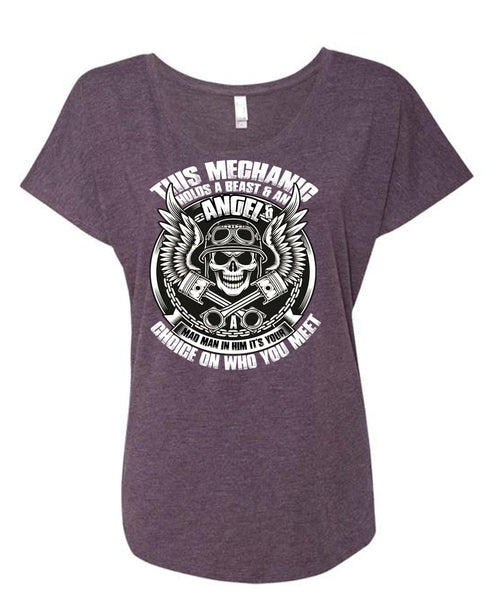 This Mechanic Holds A Beast T Shirt, You Meet T Shirt, Cool Shirt (Ladies' Triblend Dolman Sleeve)