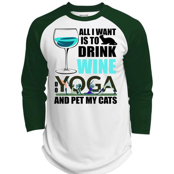 All I Want Is To Drink Wine T Shirt, I Love Yoga T Shirt, Awesome T-Shirts  (Polyester Game Baseball Jersey)