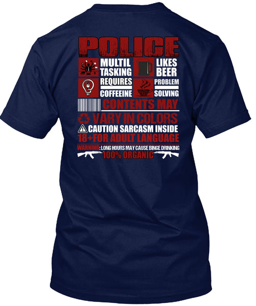 Police Multitasking T Shirt, Likes Beer T Shirt