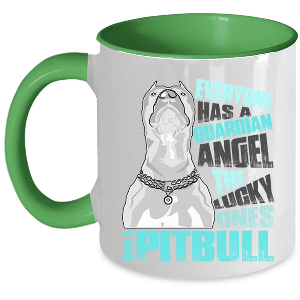 The Lucky Ones Have A Pitbull Coffee Mug, Everyone Has A Guardian Angel Accent Mug