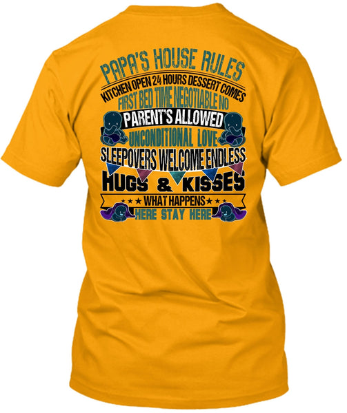 Papa's House Rules T Shirt, I Love Papa T Shirt
