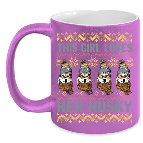 This Girl Loves Her Husky Coffee Mug, Cute Husky Lover Coffee Cup
