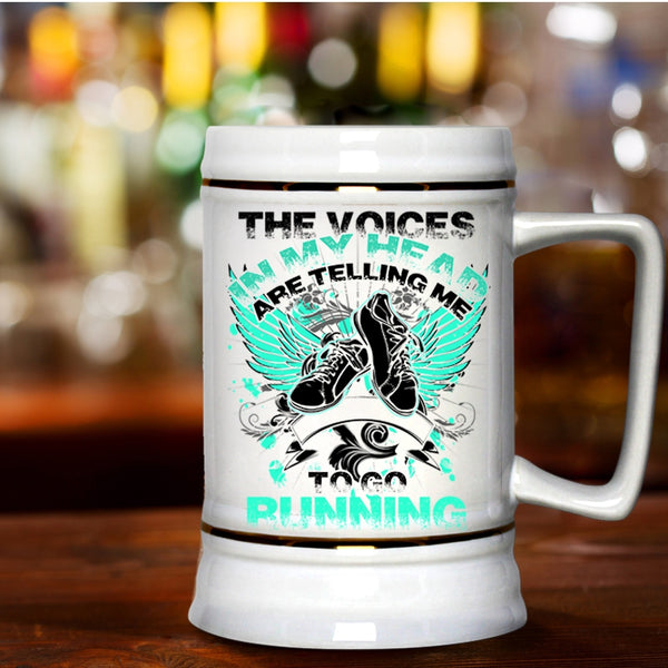 Cool Running Beer Stein 22oz, In My Head Are Telling Me To Go Running Beer Mug