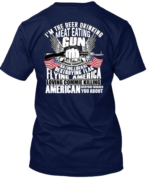 Meat Eating Gun T Shirt, Flying America T Shirt