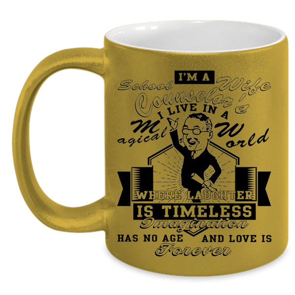 Cool Just Married Coffee Mug, I'm A School Counselor's Wife Accent Mug