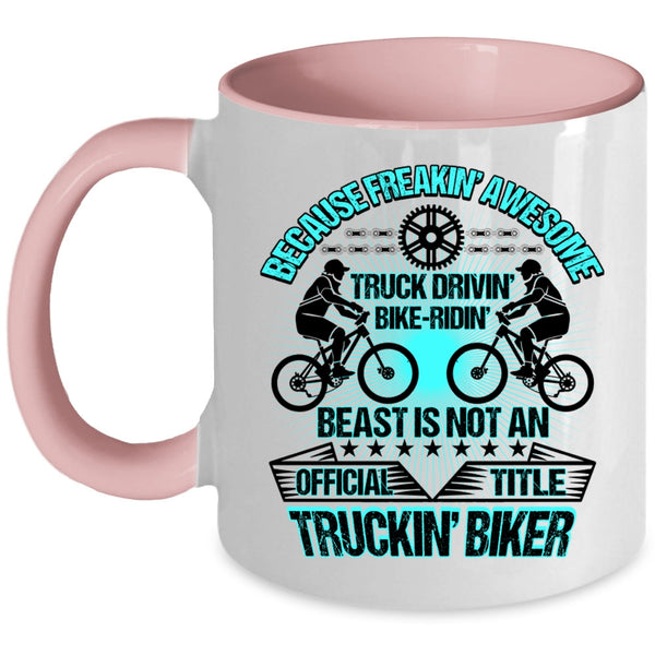 Trucking Biker Coffee Mug, Aweosme Truck Driving Bike Riding Accent Mug