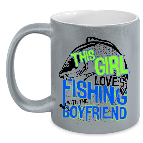 Cute Couple Coffee Mug, This Girl Loves Fishing With The Boyfriend Accent Mug
